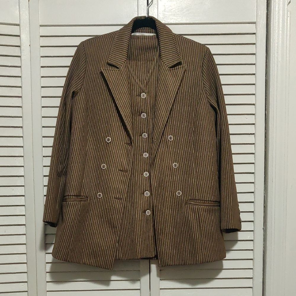 Jantzen Brown and White Striped 3 Piece Set